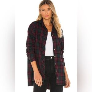 Revolve Lovers And Friends Gela Oversized Top Shirt In Green Plaid Size S